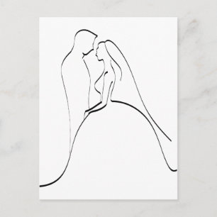 Carte Postale Élégant marié et Modèle de silhouette de chambre
