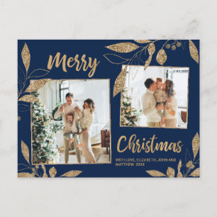 Carte Postale Elegant Marine Gold Botanical 2 Photo Noël