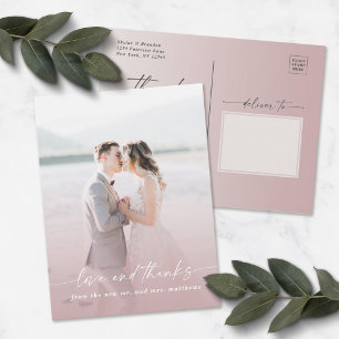 Carte Postale Elégant Masque Photo Mariage Ombre Dusty Mauve