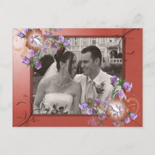Carte Postale Elégant Mauve & Fleurs fantaisie Cadre Photo perso