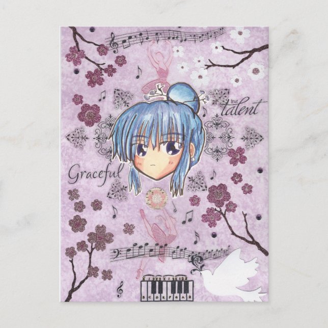 Carte Postale Elégant/Melancholy Ume-Chibi avec arrière - plan d (Devant)