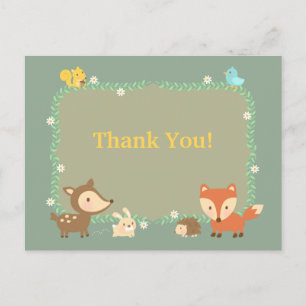 Carte Postale Élégant Merci animal forestier contemporain