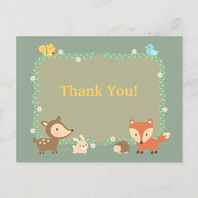 Carte Postale Élégant Merci animal forestier contemporain (Devant)