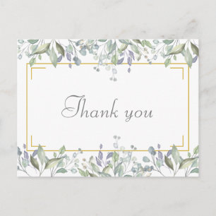 Carte Postale Élégant Merci d'affaires à script floral