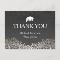 Élégant Merci de graduation Silver Damask