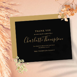 Carte Postale Élégant Merci funéraire Mémorial d'or