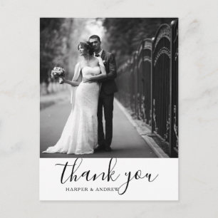 Carte Postale Élégant Merci Mariage noir et blanc