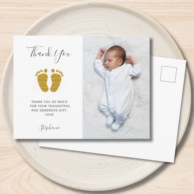 Carte Postale Élégant Merci photo Baby shower (Créateur téléchargé)