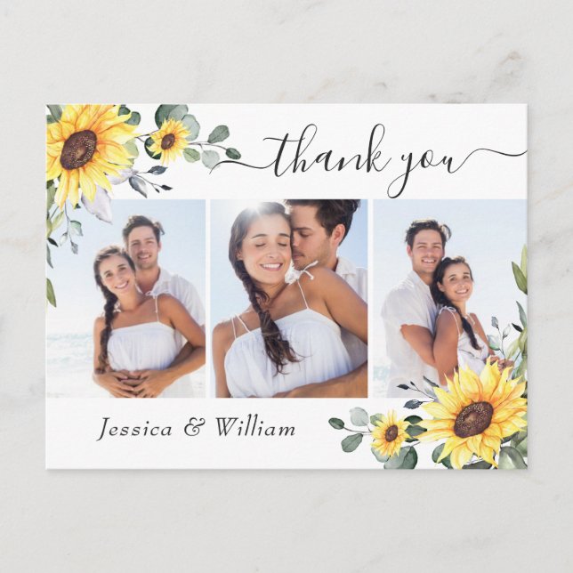 Carte Postale Élégant Merci PHOTO Eucalyptus tournesol (Devant)