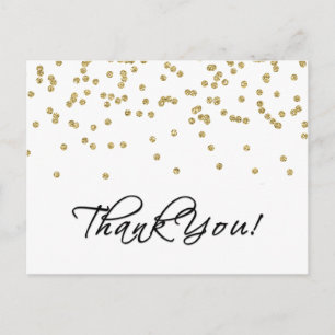 Carte Postale Elégant Merci photo Pois Gold Confetti !