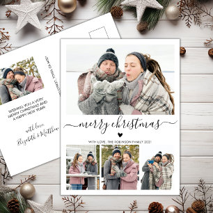 Carte Postale Élégant minimaliste 4 photo Collage Noël