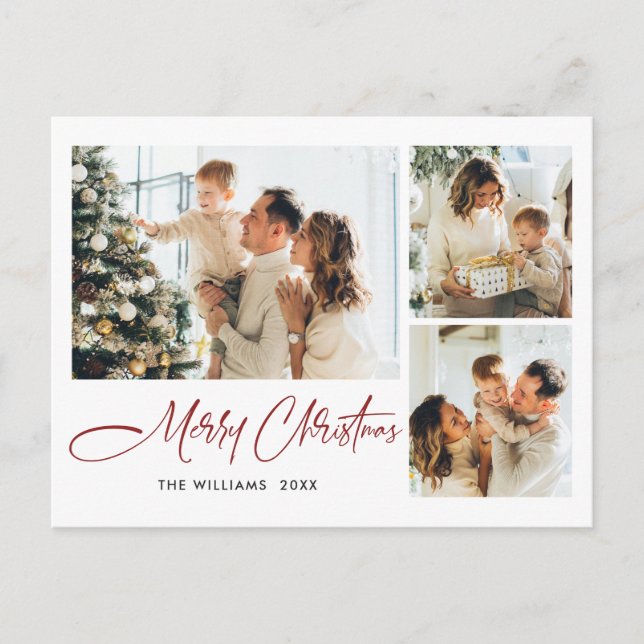 Carte Postale Élégant minimaliste Noël 3 Photo Grey (Devant)