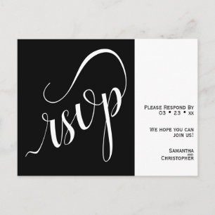 Carte Postale Elégant minimaliste Noir & Blanc Mariage RSVP