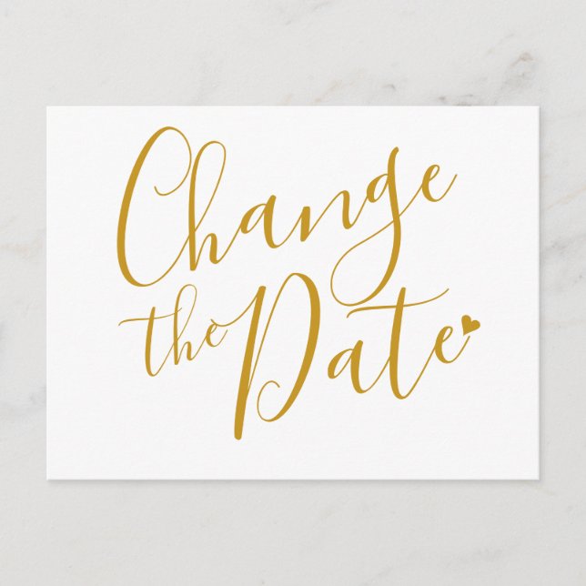 Carte Postale Élégant Moderne Changer le Date Gold Script (Devant)