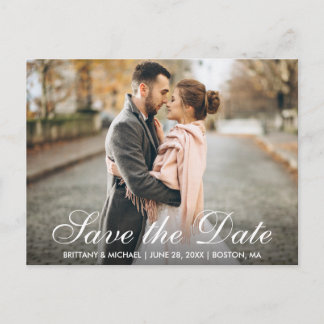 Carte Postale Élégant Moderne Enregistrer la Date de Mariage Pho