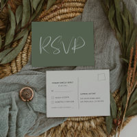 Elégant & moderne Sauge foncé mariage vert RSVP