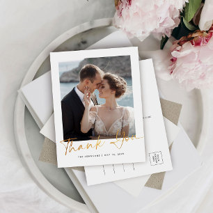 Carte Postale Élégant moderne Script Mariage photo Merci