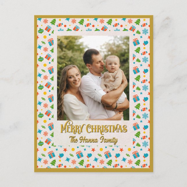 Carte Postale Élégant Motif de Noël personnalisé (Devant)