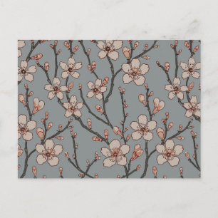 Carte Postale Élégant Motif Fleur rose Douce Fleur Fleur de Ceri