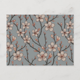 Carte Postale Élégant Motif Fleur rose Douce Fleur Fleur de Ceri