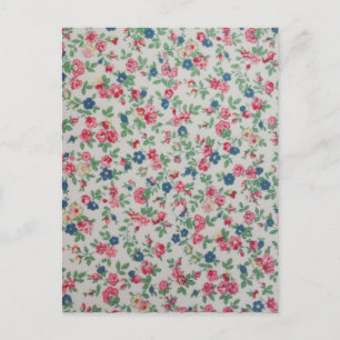 Carte Postale Elégant motif floral rose à la mode girly vintage