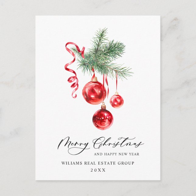 Carte Postale Élégant Noël Ornament Accueil d'entreprise (Devant)