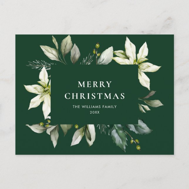 Carte Postale Élégant Noël Poinsettia Gênes de Noël (Devant)