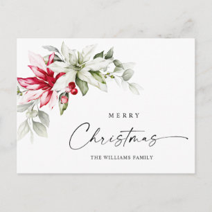 Carte Postale Élégant Noël Poinsettia Gênes de Noël