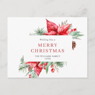 Carte Postale Élégant Noël Poinsettia Gênes de Noël