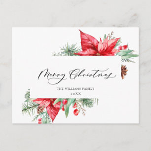 Carte Postale Élégant Noël Poinsettia Gênes de Noël