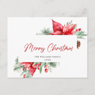 Carte Postale Élégant Noël Poinsettia Gênes de Noël