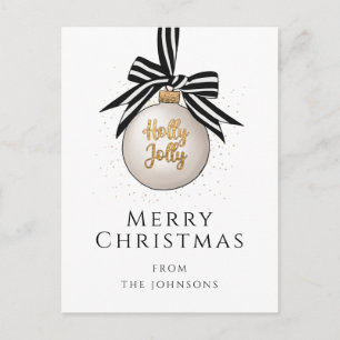 Carte Postale Elégant noir blanc Bauble Joyeux Noël