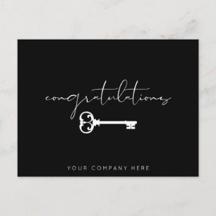 Carte Postale Elégant Noir Congrats Nouveau Home Immobilier  
