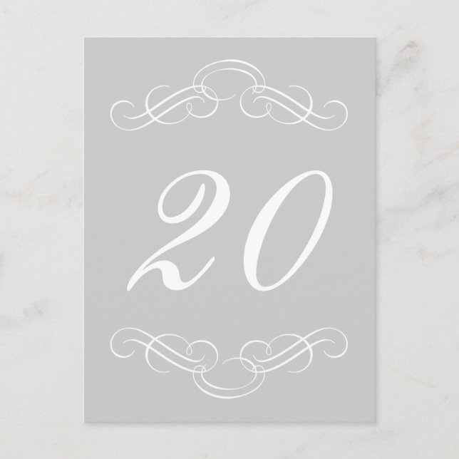 Carte Postale Élégant Nombre de tableaux floraux (Argent / Blanc (Devant)