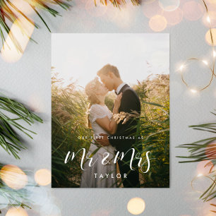 Carte Postale Élégant Notre premier Noël en tant que M. et Mme p
