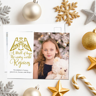 Carte Postale Elégant or Angel Noël Famille Photo