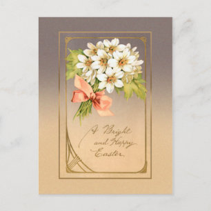 Carte Postale Elégant or Art Nouveau Pâques Floral