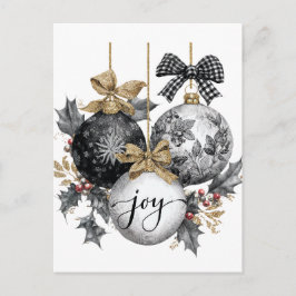 Carte Postale Élégant ornements de Noël noir et blancSticker
