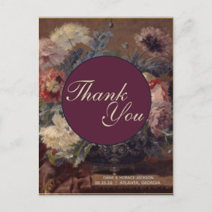 Carte Postale Élégant Panier Biva Bleu Rose Vintage de pivoines