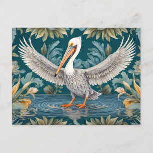 Carte Postale Élégant paradis tropical des oiseaux pélicans