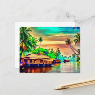 Carte Postale Elégant paysage naturel du Kerala de cocotiers