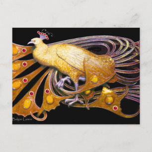 CARTE POSTALE ÉLÉGANT PEACOCK EN NOIR JAUNE