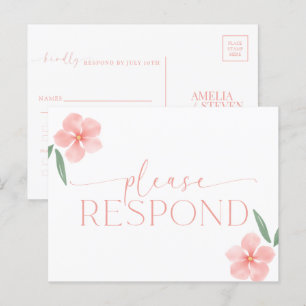 Carte Postale Elégant Pêche Florale Mariage RSVP