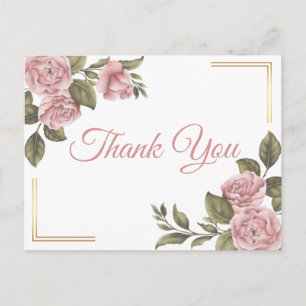 Carte Postale Elégant Peony rose Vintage Merci floral