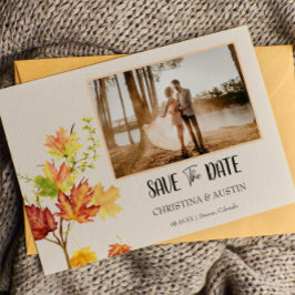 Carte Postale Elégant Photo Automne Feuilles sauvages Sauver la 