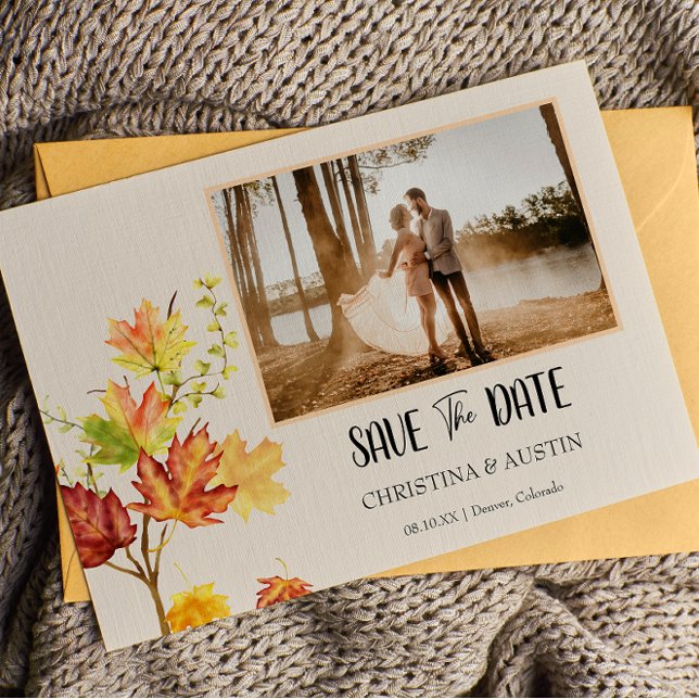 Carte Postale Elégant Photo Automne Feuilles sauvages Sauver la  (Créateur téléchargé)