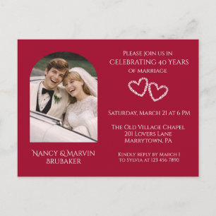 Carte Postale Élégant Photo Rubis 40e Anniversaire de Mariage