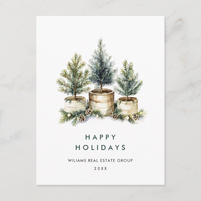 Carte Postale Elégant Pine Christmas Tree Company Salutation (Devant)