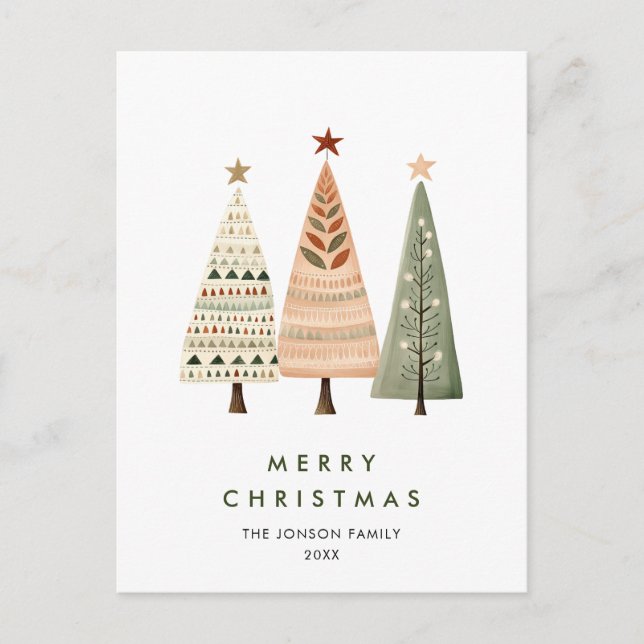 Carte Postale Elégant Pine Tree Noël Gênes de Noël Salutation (Devant)