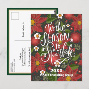 Carte Postale Elégant Poinsettia Floral Greenery Business